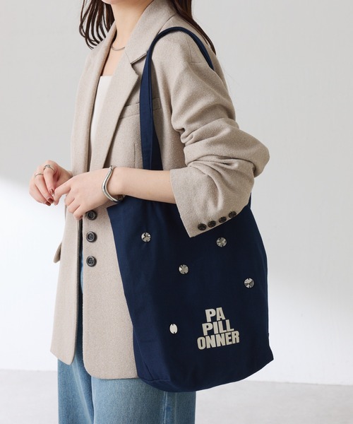 PAPILLONNER（パピヨネ）の「PAPILLONNER/メタルサブトートバッグ（トートバッグ・レディース・ネイビー/ベージュ・FREE）」の3枚目の写真