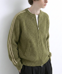 UNDEROFF（アンダーオフ）の「クロップニットラインジップアップカーディガンライトカーキ（カーディガン/ボレロ）」