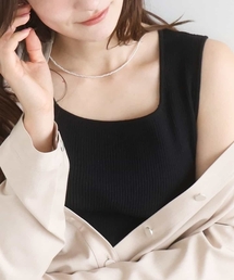 MK MICHEL KLEIN（エムケーミッシェルクラン）の「[UVカット/洗える]スクエアネックリブニットタンクトップ（タンクトップ）」
