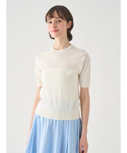 JOHN SMEDLEY(ジョンスメドレー)の「半袖コットンニットプルオーバー(ニット/セーター・レディース・ホワイト系1・S/M/L)」の3枚目の写真