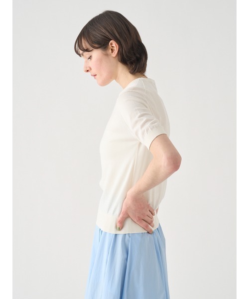 JOHN SMEDLEY(ジョンスメドレー)の「半袖コットンニットプルオーバー(ニット/セーター・レディース・ホワイト系1・S/M/L)」の5枚目の写真