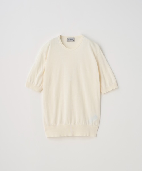 JOHN SMEDLEY(ジョンスメドレー)の「半袖コットンニットプルオーバー(ニット/セーター・レディース・ホワイト系1・S/M/L)」の2枚目の写真