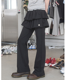 HAVISM（ヘビズム）の「レイヤードスウェットスカートパンツ（ブラック）（スウェットパンツ）」