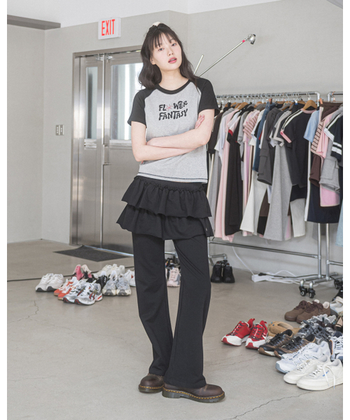 HAVISM（ヘビズム）の「レイヤードスウェットスカートパンツ（ブラック）（スウェットパンツ・レディース・その他・ONE SIZE）」の2枚目の写真
