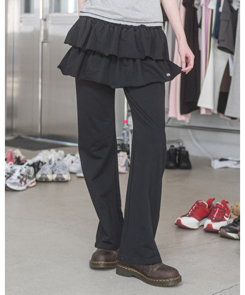 HAVISM（ヘビズム）の「レイヤードスウェットスカートパンツ（ブラック）（スウェットパンツ・レディース・その他・ONE SIZE）」の3枚目の写真