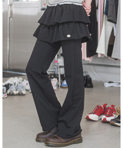 HAVISM（ヘビズム）の「レイヤードスウェットスカートパンツ（ブラック）（スウェットパンツ・レディース・その他・ONE SIZE）」の4枚目の写真