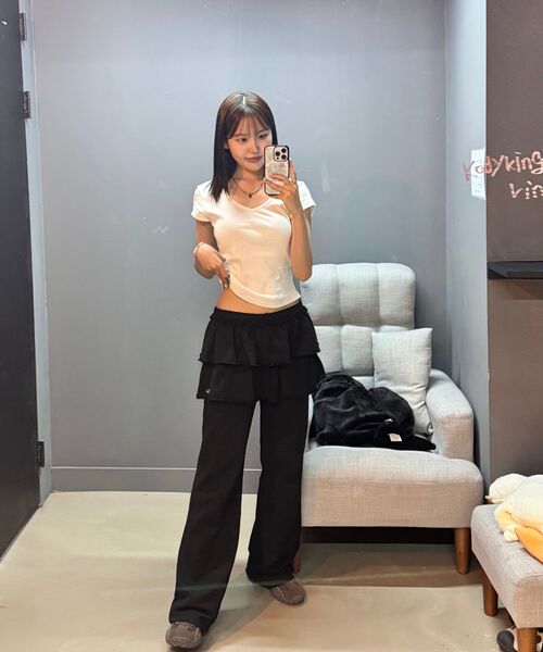HAVISM（ヘビズム）の「レイヤードスウェットスカートパンツ（ブラック）（スウェットパンツ・レディース・その他・ONE SIZE）」の21枚目の写真