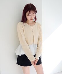 Kastane（カスタネ）の「【WEB先行/ボーダー&無地】バルーンキャミカーデSET（カーディガン/ボレロ）」