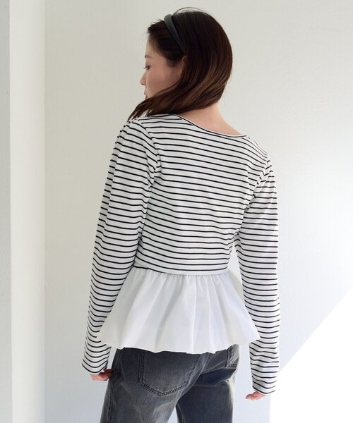 Kastane（カスタネ）の「【ボーダー&無地】バルーンキャミカーデSET（カーディガン/ボレロ・レディース・ブラック/グレー/ネイビー/アイボリー・FREE）」の15枚目の写真