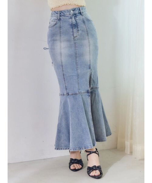 EATME（イートミー）の「レースアップデザインマーメイドデニムスカート（デニムスカート・レディース・ライトブルー/ブラック・SMALL/MEDIUM）」の9枚目の写真