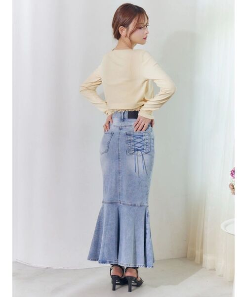 EATME（イートミー）の「レースアップデザインマーメイドデニムスカート（デニムスカート・レディース・ライトブルー/ブラック・SMALL/MEDIUM）」の12枚目の写真