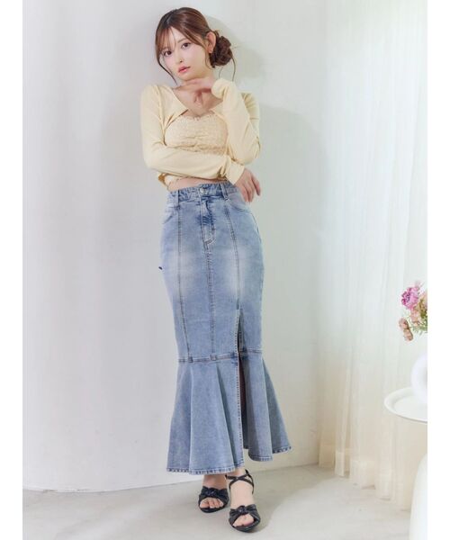 EATME（イートミー）の「レースアップデザインマーメイドデニムスカート（デニムスカート・レディース・ライトブルー/ブラック・SMALL/MEDIUM）」の3枚目の写真