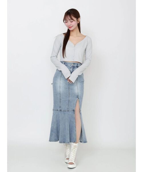 EATME（イートミー）の「レースアップデザインマーメイドデニムスカート（デニムスカート・レディース・ライトブルー/ブラック・SMALL/MEDIUM）」の8枚目の写真