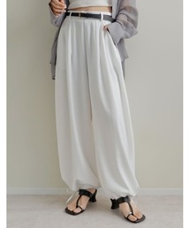 [2026S/S COLLECTION][低身長/高身長サイズ有]マットサテン裾ドロストバルーンワイドパンツ
