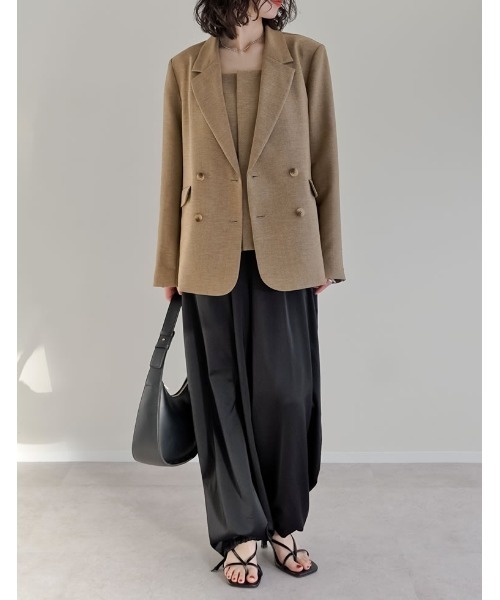 Re:EDIT（リエディ）の「[2026S/S COLLECTION][低身長/高身長サイズ有]マットサテン裾ドロストバルーンワイドパンツ（その他パンツ・レディース・モカ/ピンク/アイボリー/ブラック・LARGE/TALL/MEDIUM/SHORT）」の5枚目の写真