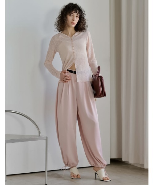 Re:EDIT（リエディ）の「[2026S/S COLLECTION][低身長/高身長サイズ有]マットサテン裾ドロストバルーンワイドパンツ（その他パンツ・レディース・モカ/ピンク/アイボリー/ブラック・LARGE/TALL/MEDIUM/SHORT）」の8枚目の写真