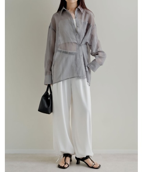 Re:EDIT（リエディ）の「[2026S/S COLLECTION][低身長/高身長サイズ有]マットサテン裾ドロストバルーンワイドパンツ（その他パンツ・レディース・モカ/ピンク/アイボリー/ブラック・LARGE/TALL/MEDIUM/SHORT）」の15枚目の写真