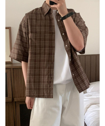 HUKE（ヒューク）の「ザ シティ チェック 半袖シャツ (パステルブラウン)（シャツ/ブラウス）」