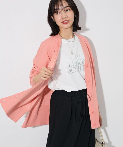 Green　Parks（グリーンパークス）の「ここちニットVネックカーディガン（カーディガン/ボレロ・レディース・ホワイト系その他2/ブルー/グレー/ピンク/ブラック・FREE）」の6枚目の写真