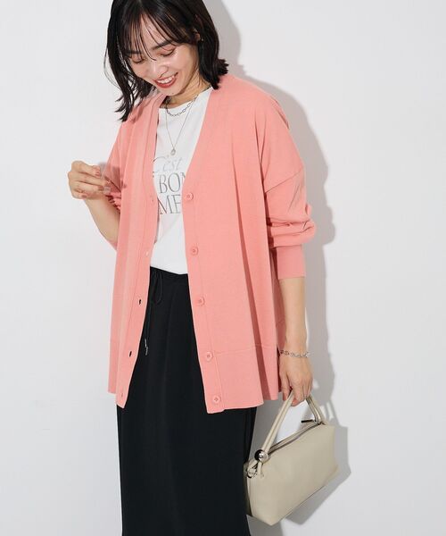 Green　Parks（グリーンパークス）の「ここちニットVネックカーディガン（カーディガン/ボレロ・レディース・ホワイト系その他2/ブルー/グレー/ピンク/ブラック・FREE）」の11枚目の写真