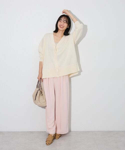 Green　Parks（グリーンパークス）の「ここちニットVネックカーディガン（カーディガン/ボレロ・レディース・ホワイト系その他2/ブルー/グレー/ピンク/ブラック・FREE）」の16枚目の写真