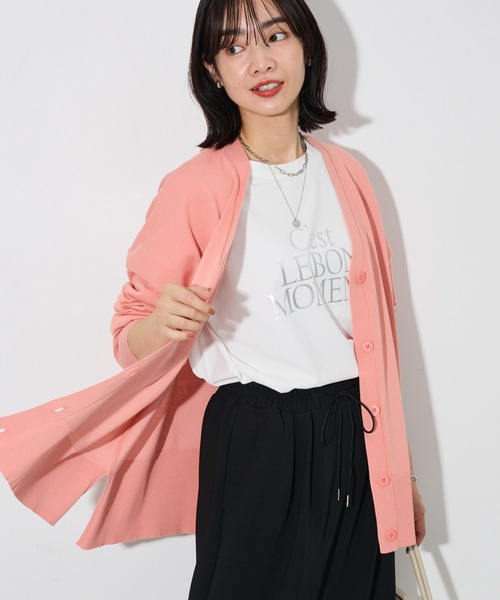 Green　Parks（グリーンパークス）の「ここちニットVネックカーディガン（カーディガン/ボレロ・レディース・ホワイト系その他2/ブルー/グレー/ピンク/ブラック・FREE）」の5枚目の写真