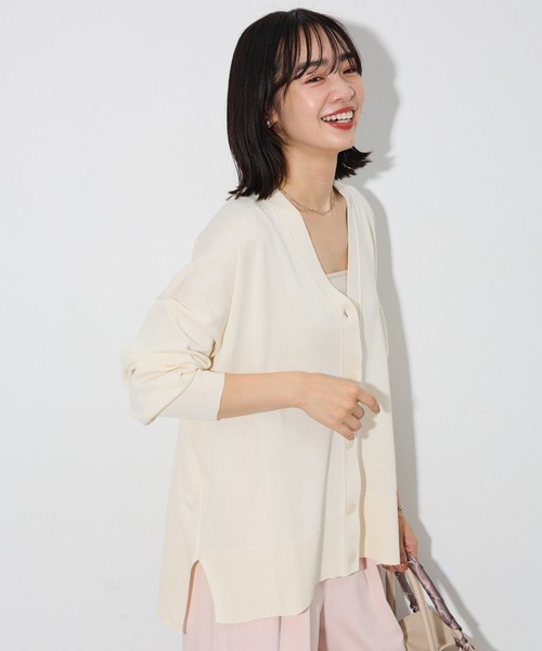 Green　Parks（グリーンパークス）の「ここちニットVネックカーディガン（カーディガン/ボレロ・レディース・ホワイト系その他2/ブルー/グレー/ピンク/ブラック・FREE）」の2枚目の写真