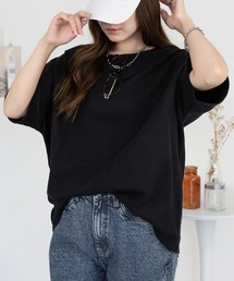 M-5L コットンワッフル 7分袖ドルマンTシャツ