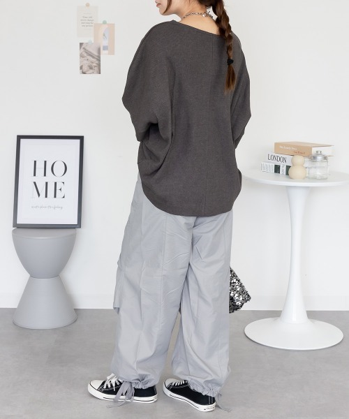 aity(アイティ)の「M-5L コットンワッフル 7分袖ドルマンTシャツ 夏服(Tシャツ/カットソー・レディース・ホワイト/パープル/ネイビー/ブラック/杢グレー/チャコールグレー・M~L/4L~5L/LL~3L)」の16枚目の写真