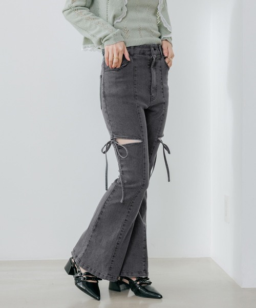 Heather（ヘザー）の「スリットタイトデニムパンツ　654878（デニムパンツ・レディース・ワンウォッシュ/グレー/ライトブルー・M/S）」の2枚目の写真