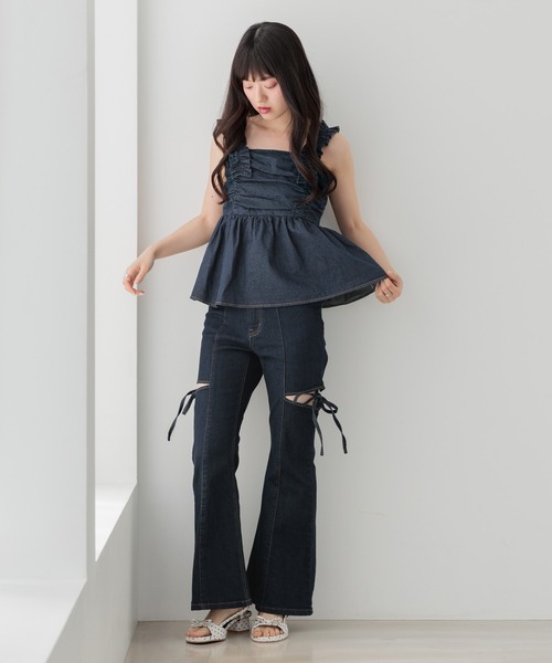 Heather(ヘザー)の「【身長別デニム】スリットタイトデニムパンツ 654878(デニムパンツ・レディース・ワンウォッシュ/グレー/ライトブルー/ブラック・M/S/LONG/XS)」の10枚目の写真