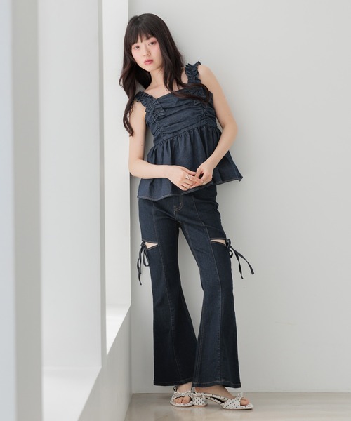 Heather(ヘザー)の「【身長別デニム】スリットタイトデニムパンツ 654878(デニムパンツ・レディース・ワンウォッシュ/グレー/ライトブルー/ブラック・M/S/LONG/XS)」の13枚目の写真