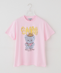 GANNI / ガニー Basic cotton Jersey T-shirt Cowboy