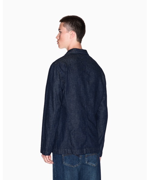 ARMANI EXCHANGE(アルマーニエクスチェンジ)の「【A|X アルマーニ エクスチェンジ】コットンリネンデニム シングルブレストジャケット(テーラードジャケット・メンズ・インディゴブルー・40/42/36/34inch)」の2枚目の写真