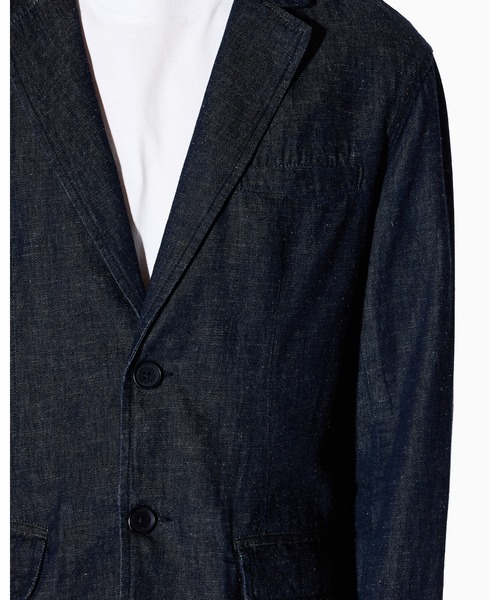 ARMANI EXCHANGE(アルマーニエクスチェンジ)の「【A|X アルマーニ エクスチェンジ】コットンリネンデニム シングルブレストジャケット(テーラードジャケット・メンズ・インディゴブルー・40/42/36/34inch)」の3枚目の写真