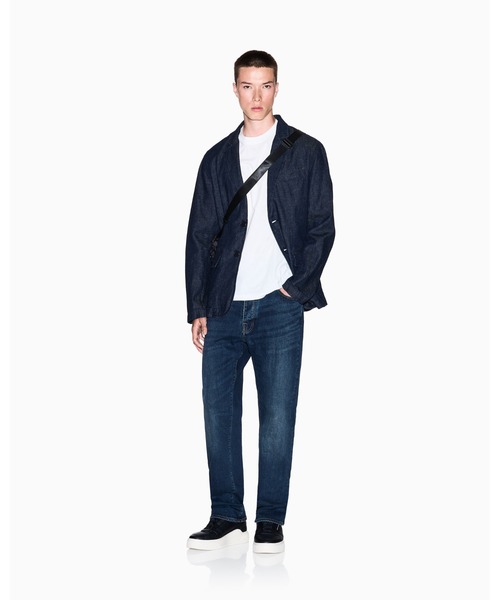 ARMANI EXCHANGE(アルマーニエクスチェンジ)の「【A|X アルマーニ エクスチェンジ】コットンリネンデニム シングルブレストジャケット(テーラードジャケット・メンズ・インディゴブルー・40/42/36/34inch)」の4枚目の写真