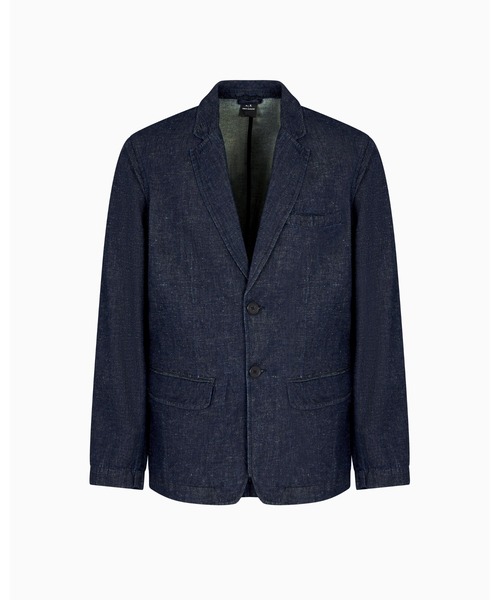 ARMANI EXCHANGE(アルマーニエクスチェンジ)の「【A|X アルマーニ エクスチェンジ】コットンリネンデニム シングルブレストジャケット(テーラードジャケット・メンズ・インディゴブルー・40/42/36/34inch)」の5枚目の写真