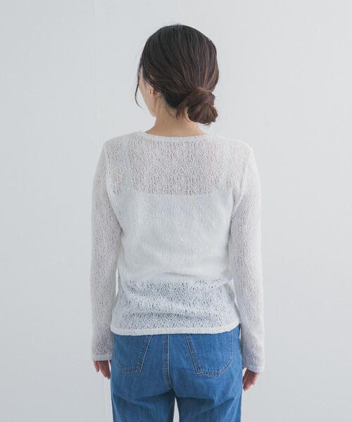 URBAN RESEARCH DOORS（アーバンリサーチドアーズ）の「カーリーラッセルレースロングスリーブTシャツ | レースインナー/レースT/甘め/ロンT（Tシャツ/カットソー・レディース・オフホワイト/ブラック・FREE）」の7枚目の写真