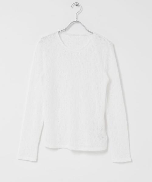 URBAN RESEARCH DOORS（アーバンリサーチドアーズ）の「カーリーラッセルレースロングスリーブTシャツ | レースインナー/レースT/甘め/ロンT（Tシャツ/カットソー・レディース・オフホワイト/ブラック・FREE）」の8枚目の写真