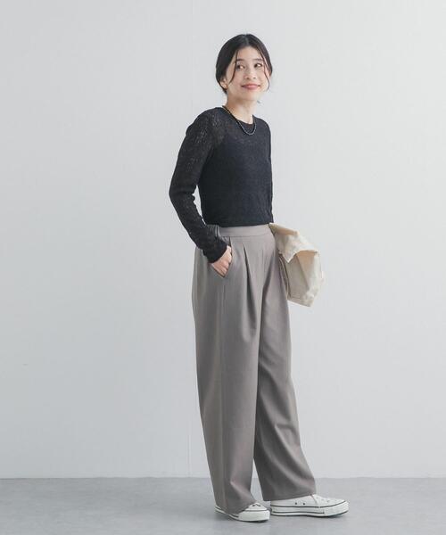 URBAN RESEARCH DOORS（アーバンリサーチドアーズ）の「カーリーラッセルレースロングスリーブTシャツ | レースインナー/レースT/甘め/ロンT（Tシャツ/カットソー・レディース・オフホワイト/ブラック・FREE）」の14枚目の写真