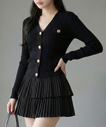 DearMyLoveRose（ディアマイラブローズ）の「ニットカーデトップス×プリーツスカパンセットアップ【大きいサイズ有り】（セットアップ）」