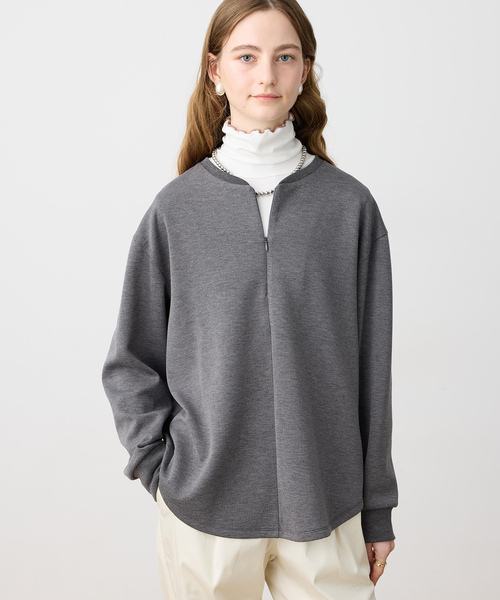 LE SOUK HOLIDAY（ルスークホリデー）の「ダンボールハーフジッププルオーバー（Tシャツ/カットソー・レディース・ライトグレー/チャコールグレー・M/L）」の3枚目の写真