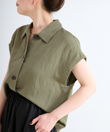 B.C STOCK（ベーセーストック）の「手洗い可 / リネンレーヨン前開きシャツカラーブラウス（シャツ/ブラウス）」