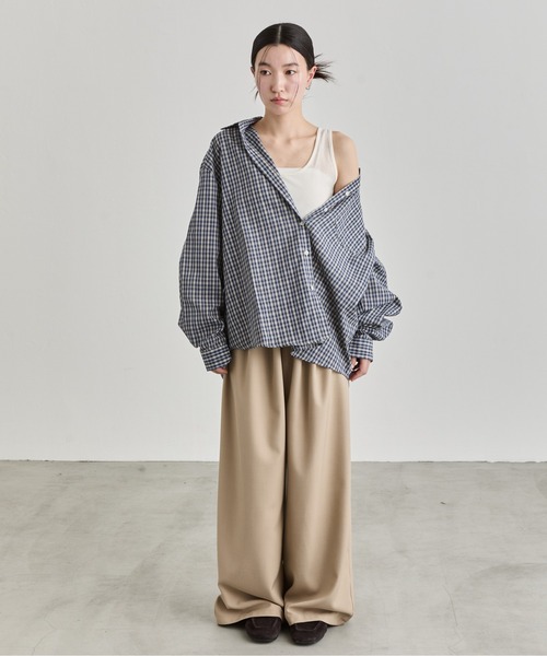 NUJOH(ヌゾ)の「Gingham Check Shirt / ギンガムチェックシャツ(シャツ/ブラウス・レディース・ネイビー/ブラウン・FREE)」の20枚目の写真