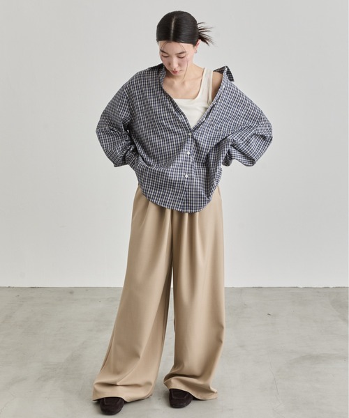 NUJOH(ヌゾ)の「Gingham Check Shirt / ギンガムチェックシャツ(シャツ/ブラウス・レディース・ネイビー/ブラウン・FREE)」の22枚目の写真