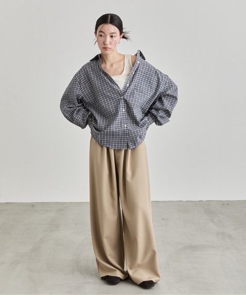 NUJOH(ヌゾ)の「Gingham Check Shirt / ギンガムチェックシャツ(シャツ/ブラウス・レディース・ネイビー/ブラウン・FREE)」の21枚目の写真