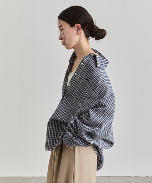 NUJOH(ヌゾ)の「Gingham Check Shirt / ギンガムチェックシャツ(シャツ/ブラウス・レディース・ネイビー/ブラウン・FREE)」の18枚目の写真