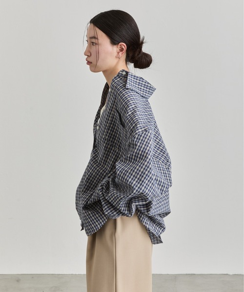 NUJOH(ヌゾ)の「Gingham Check Shirt / ギンガムチェックシャツ(シャツ/ブラウス・レディース・ネイビー/ブラウン・FREE)」の19枚目の写真