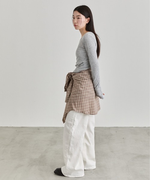 NUJOH(ヌゾ)の「Gingham Check Shirt / ギンガムチェックシャツ(シャツ/ブラウス・レディース・ネイビー/ブラウン・FREE)」の14枚目の写真