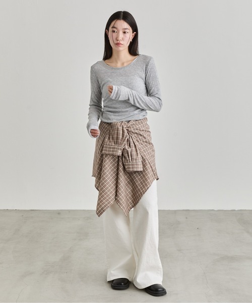 NUJOH(ヌゾ)の「Gingham Check Shirt / ギンガムチェックシャツ(シャツ/ブラウス・レディース・ネイビー/ブラウン・FREE)」の12枚目の写真